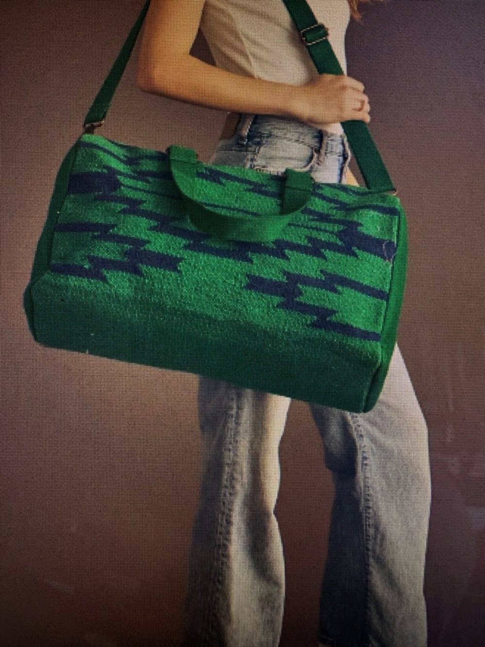 Panache Green and Navy Patterned Travel Duffel